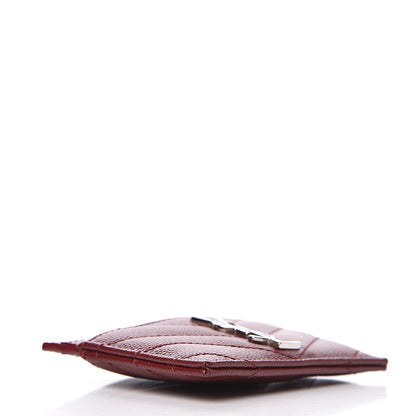 Saint Laurent Grain De Poudre Matelasse Chevron Monogram Credit Card Case Palissandre 4 of 7
