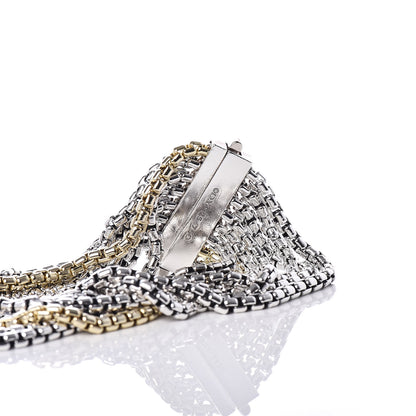 David Yurman Sterling Silver 18K Yellow Gold Eight-Row Box Chain Bracelet 4 of 5