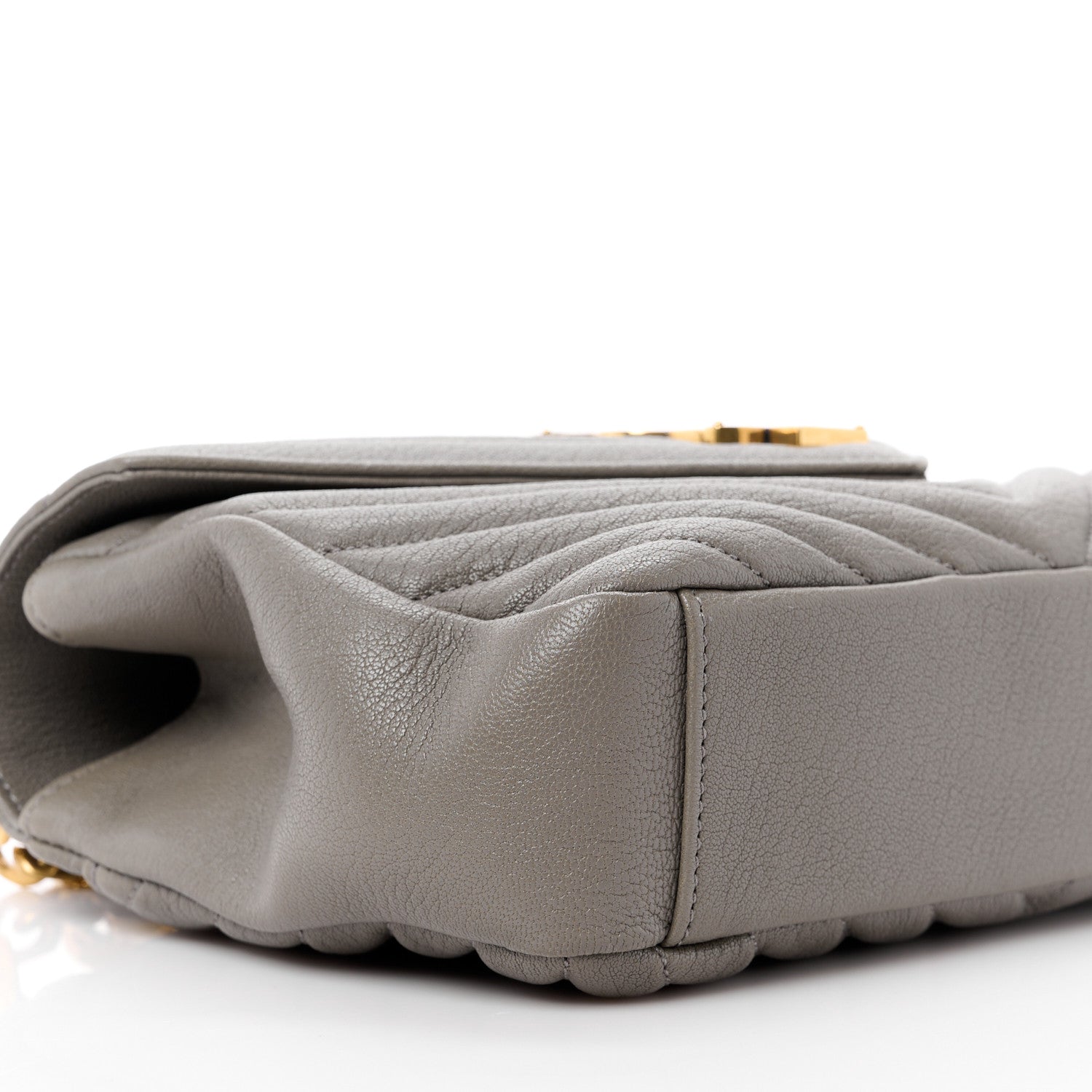 Saint Laurent Sheepskin Matelasse Chevron Monogram Medium College Bag Fog 11 of 13
