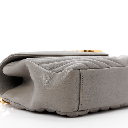 Saint Laurent Sheepskin Matelasse Chevron Monogram Medium College Bag Fog 11 of 13