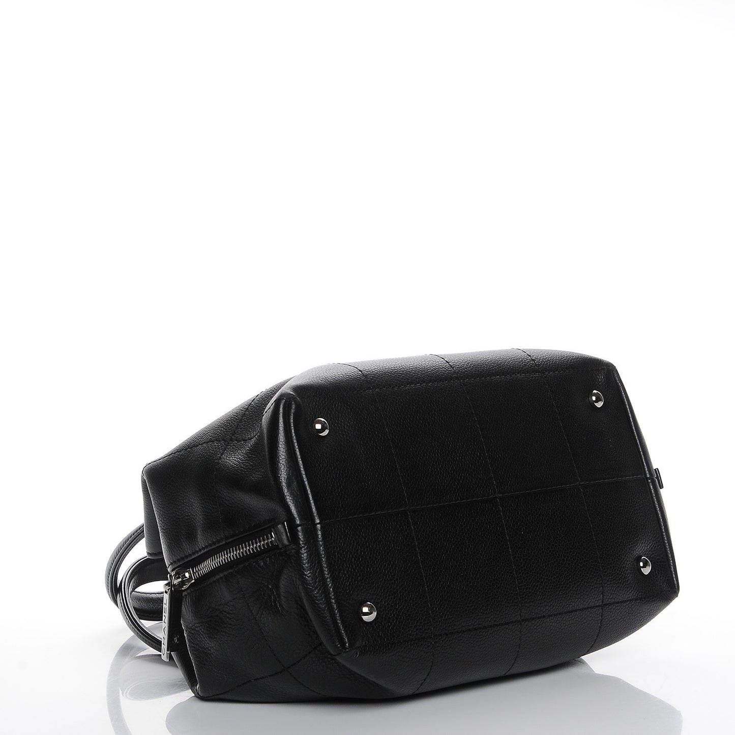 Caviar Square Stitched Medium Tote Black