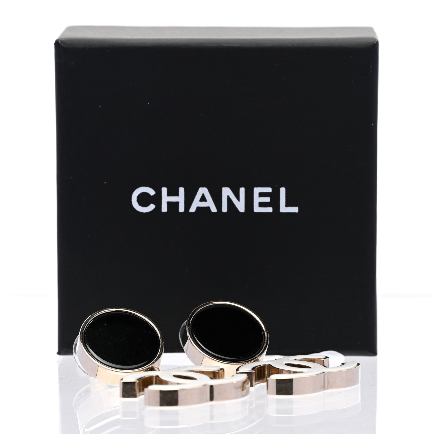 Chanel Enamel CC Drop Earrings Black White 5 of 5