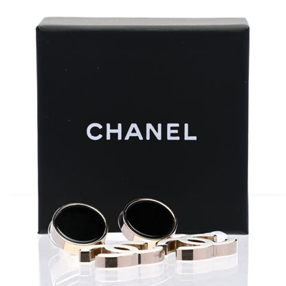 Chanel Enamel CC Drop Earrings Black White 5 of 5
