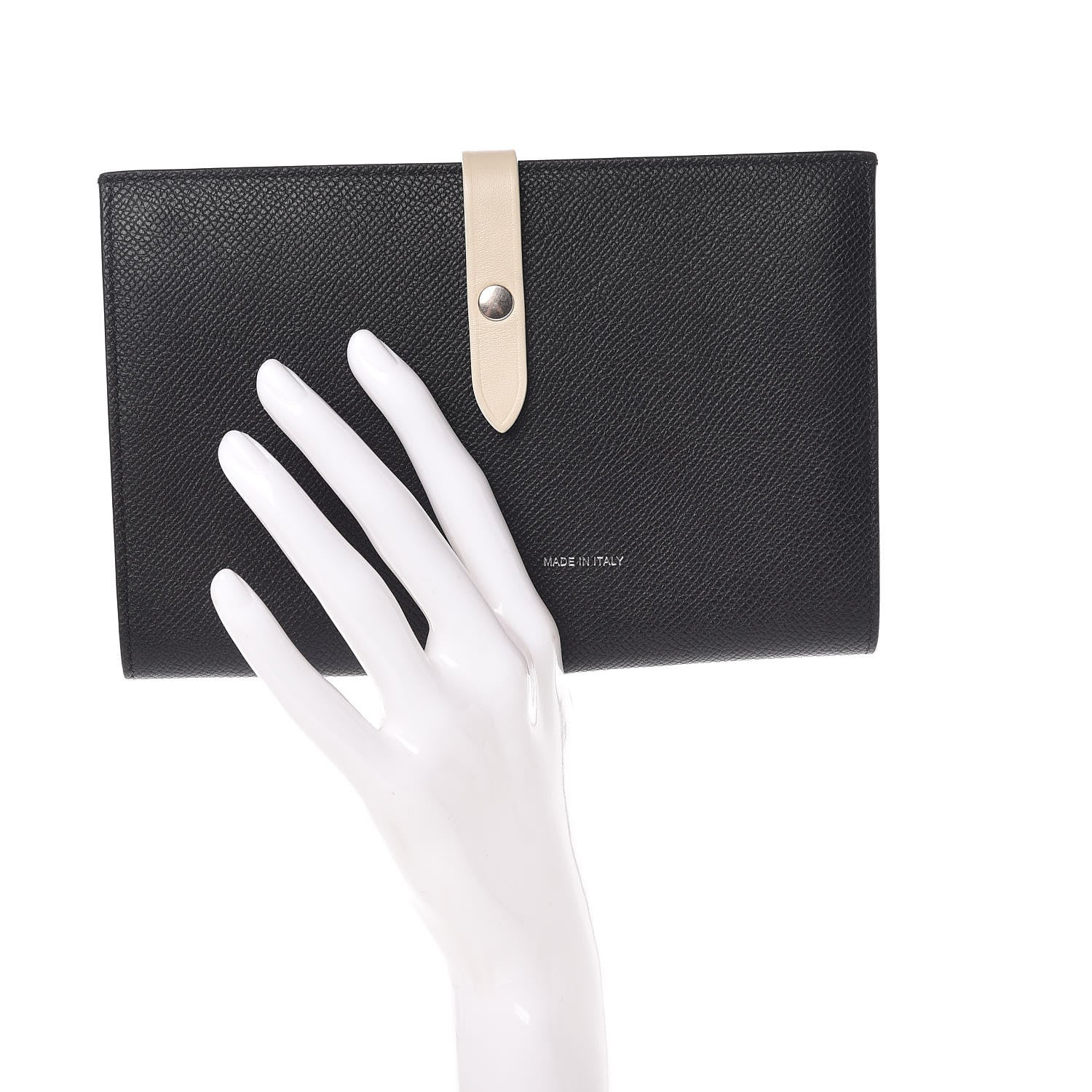 Celine Grained Calfskin Large Multifunction Strap Wallet Black Chalk 2 of 8