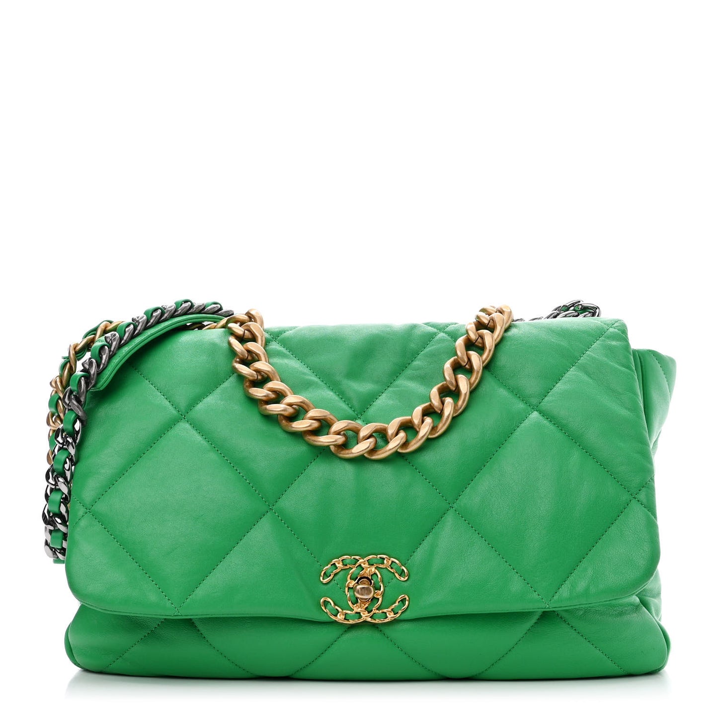 Lambskin Quilted Maxi Chanel 19 Flap Green