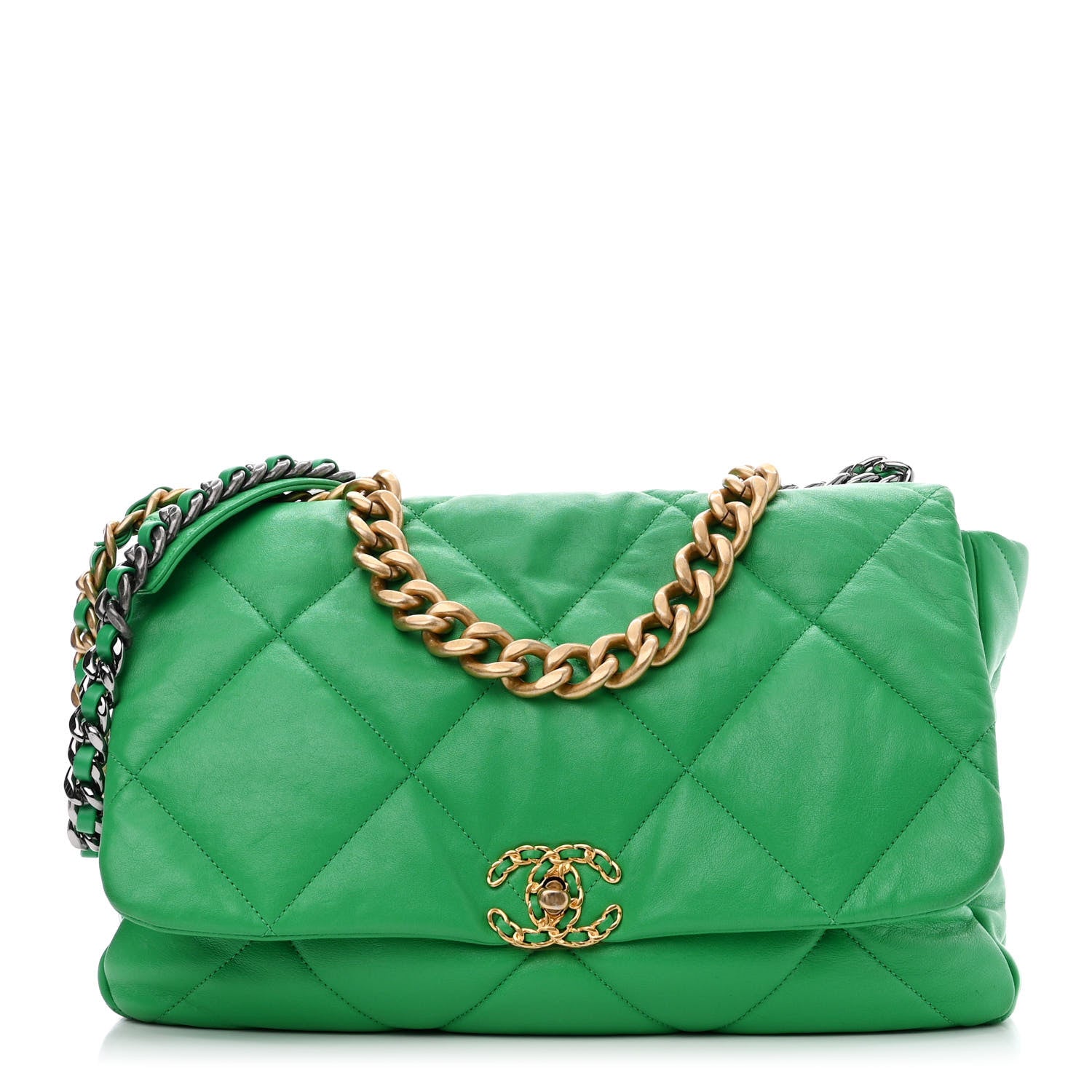 Chanel Lambskin Quilted Maxi Chanel 19 Flap Green 1 of 10