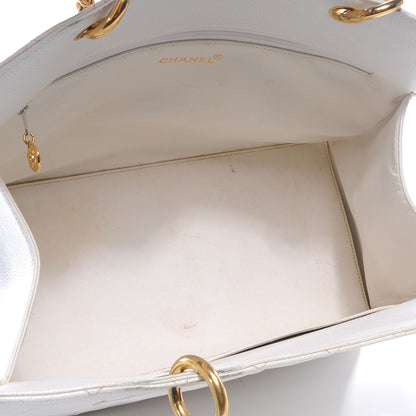 Chanel Caviar Quilted Grand Shopping Tote GST White 5 of 13