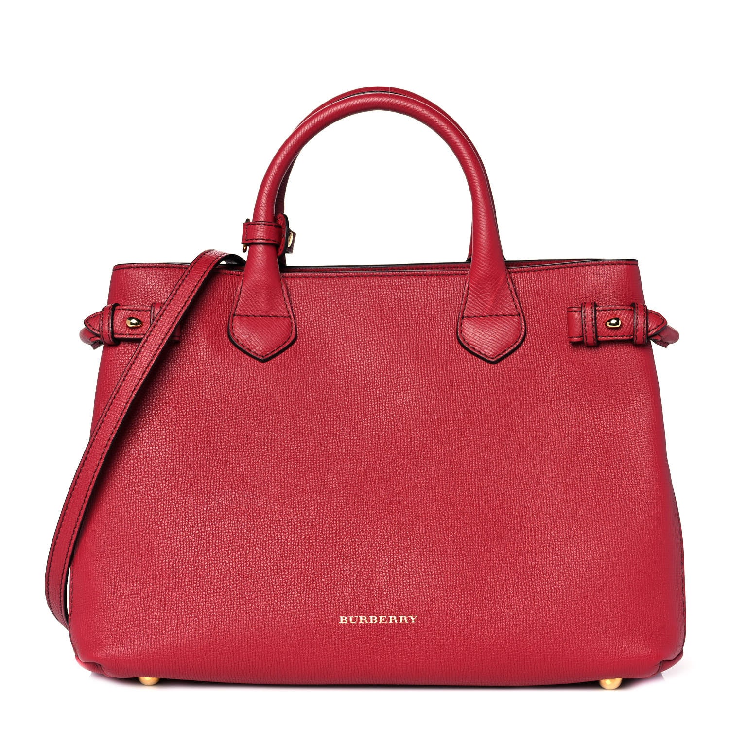 Burberry Grainy Calfskin House Check Medium Banner Tote Red 1 of 9