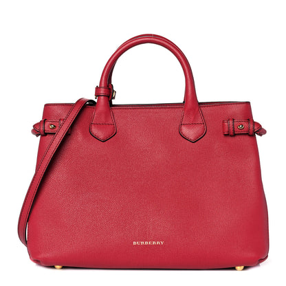 Burberry Grainy Calfskin House Check Medium Banner Tote Red 1 of 9