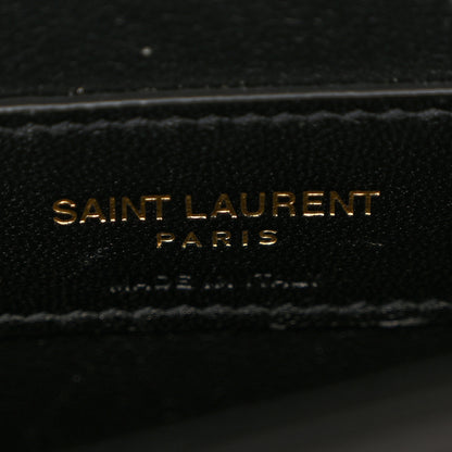 Saint Laurent Calfskin Crocodile Embossed Small Classic Monogram Kate Tassel Satchel Black 6 of 12