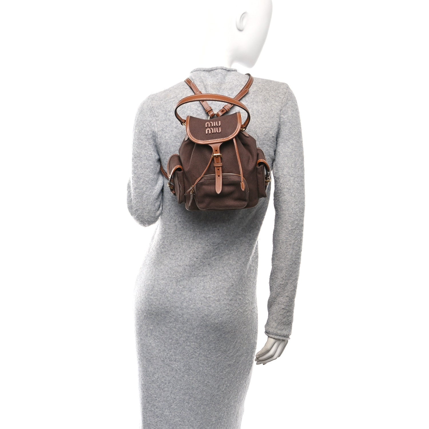 Miu Miu Canapa Soft Calfskin Mini Backpack Cocoa Brown Brandy 2 of 9