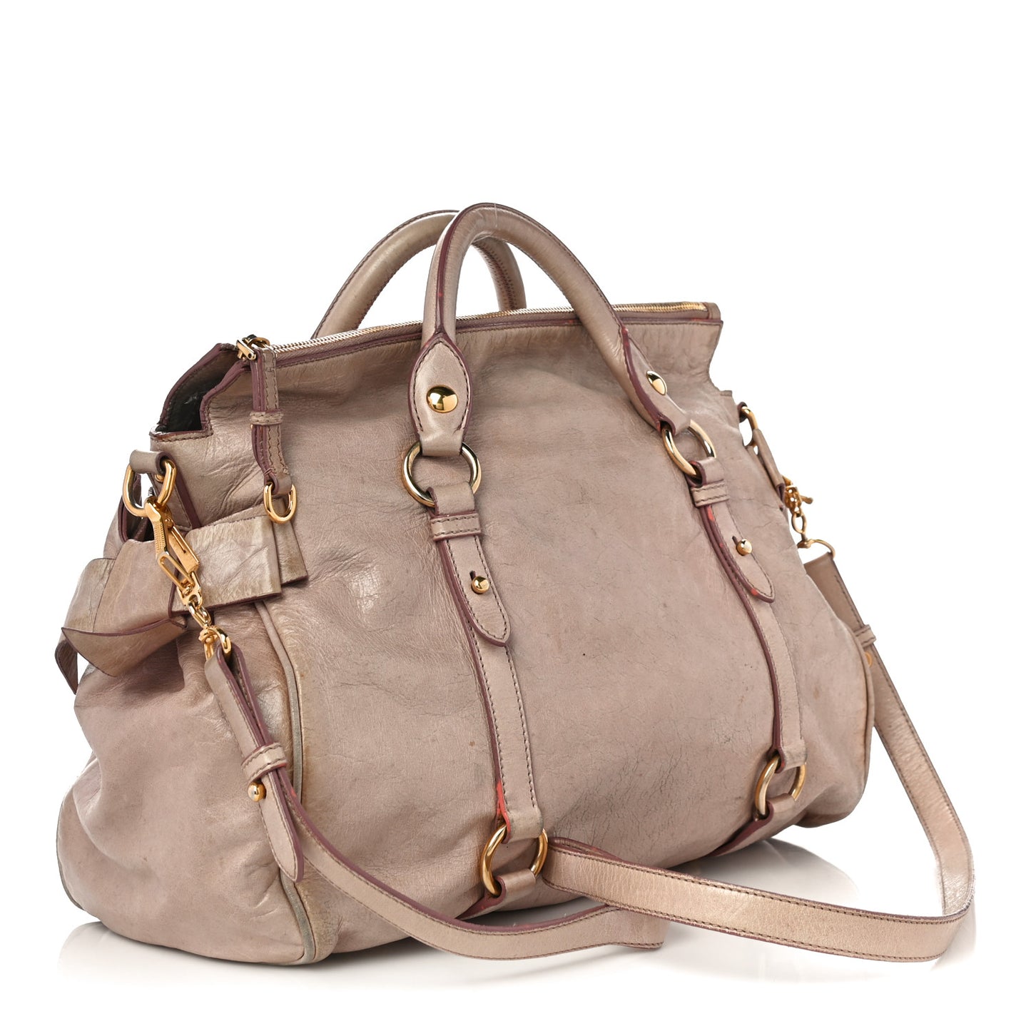 Vitello Lux Large Bow Bag Mughetto