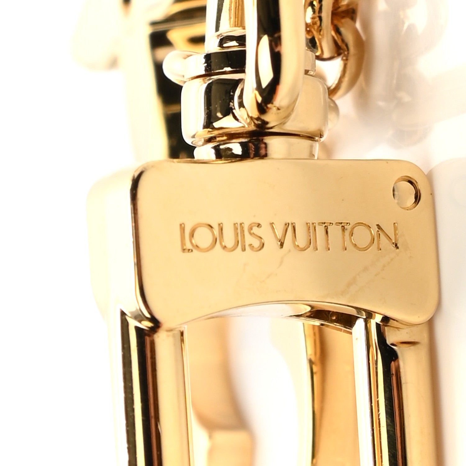 Louis Vuitton Brass Enamel Fleur De Monogram Bag Charm Chain Gold 3 of 5