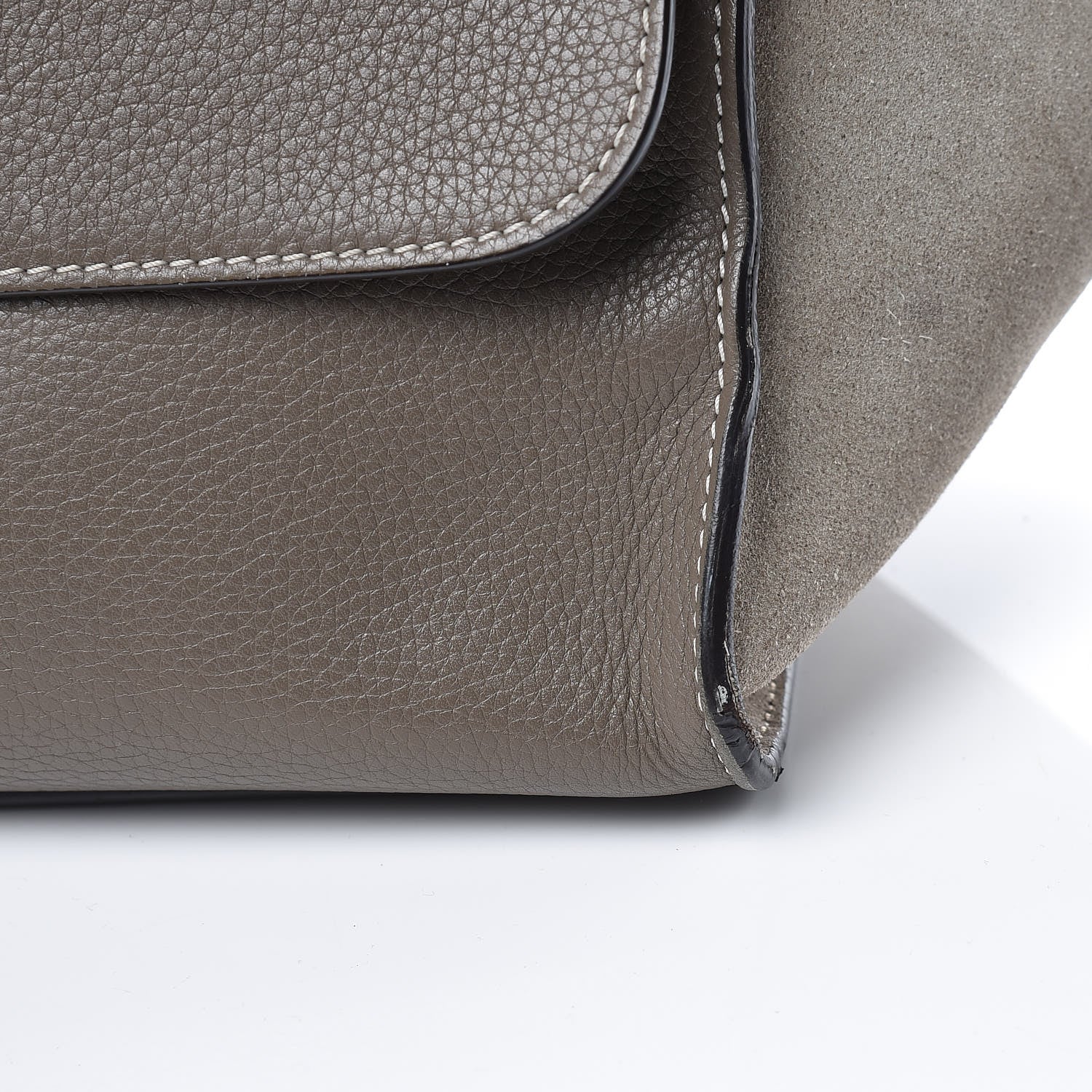 Celine Drummed Calfskin Suede Small Trapeze Souris 17 of 19