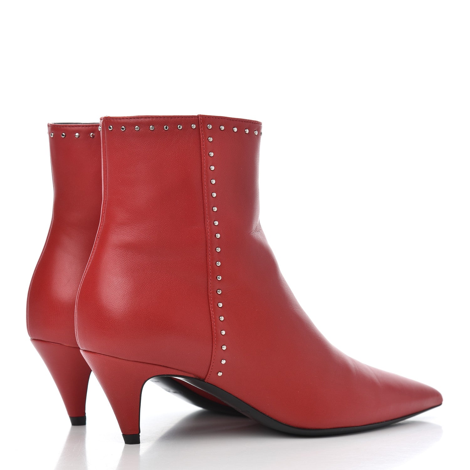 Saint Laurent Calfskin Studded Charlotte 55 Boots 36 Red 4 of 16