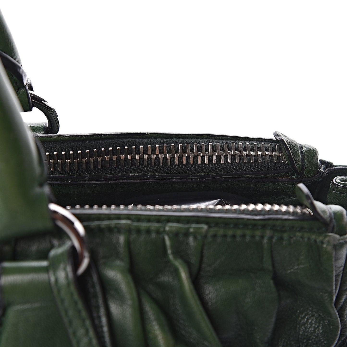 Nappa Gaufre Double Zip Tote Green