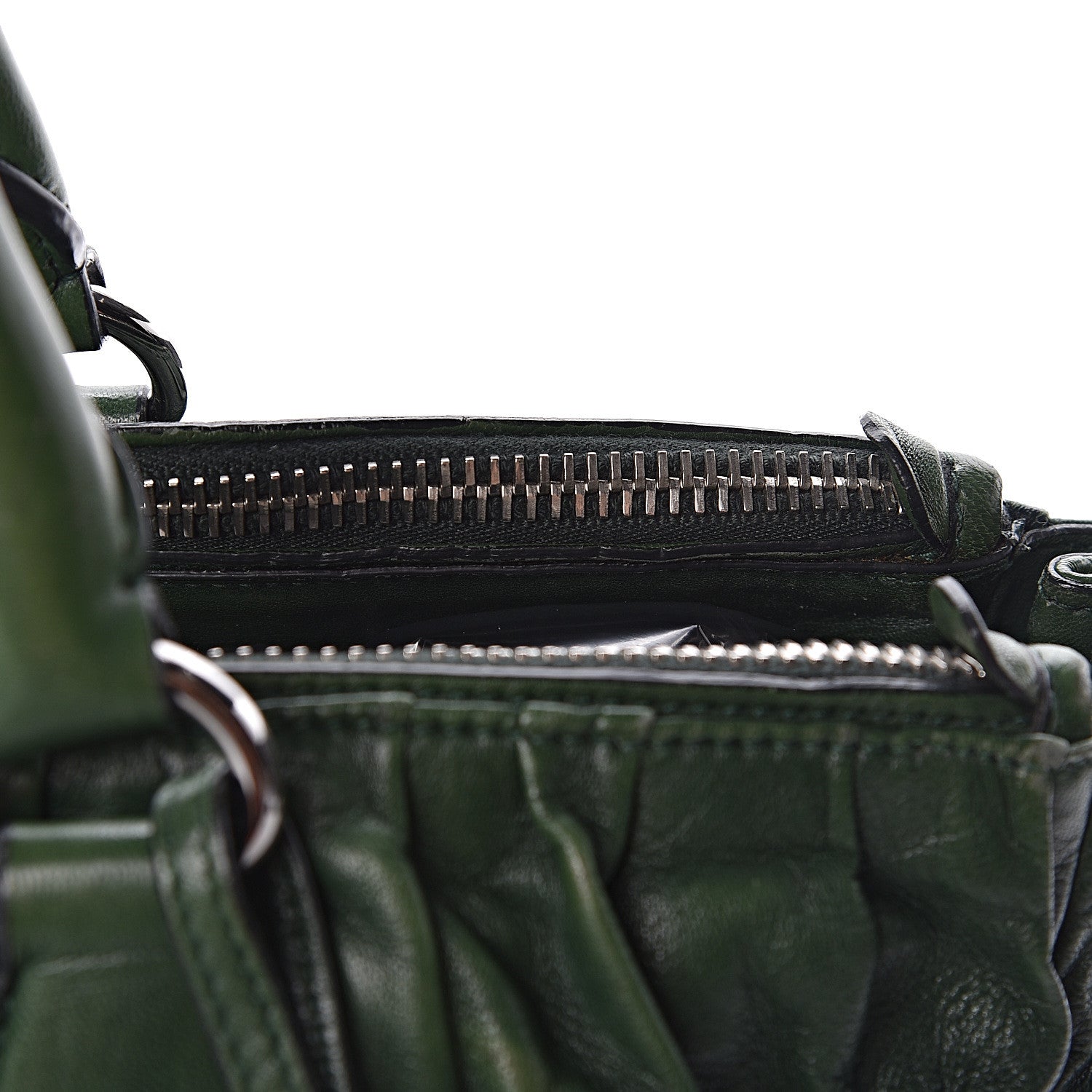 Prada Nappa Gaufre Double Zip Tote Green 15 of 22