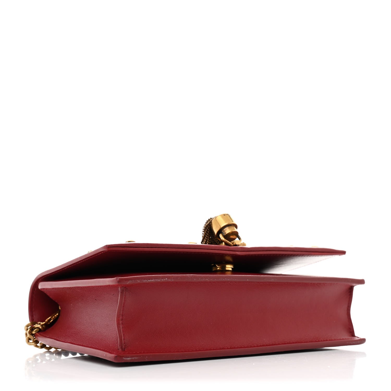 Saint Laurent Calfskin Heart Studded Classic Monogram Kate Tassel Chain Wallet Red 4 of 12