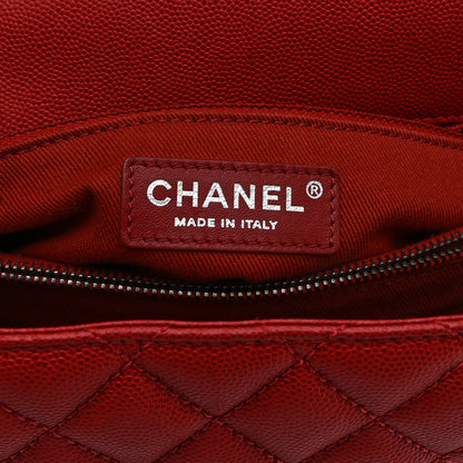Chanel Caviar Quilted Medium Coco Handle Flap Red 6 of 10