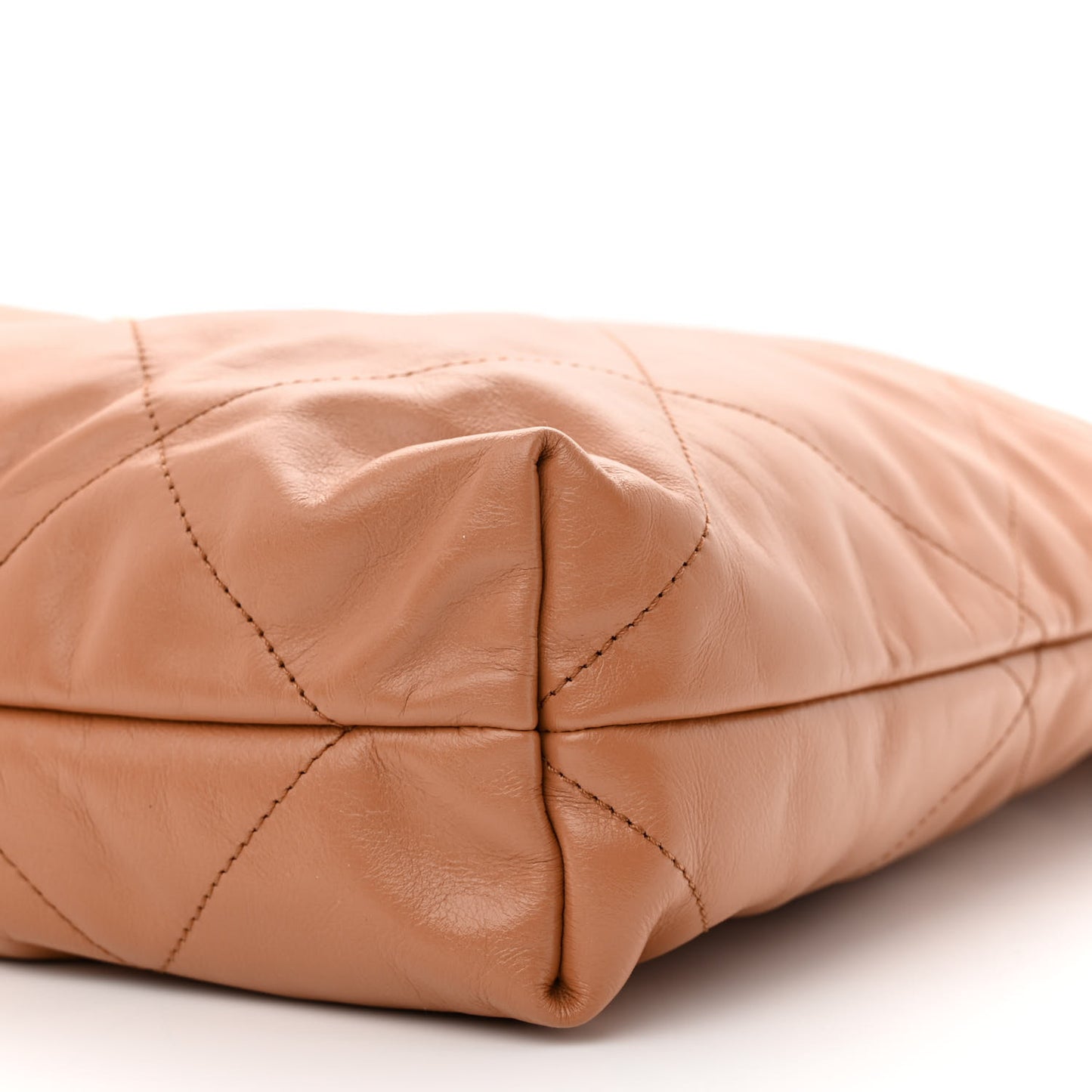 Shiny Calfskin Quilted Chanel 22 Camel