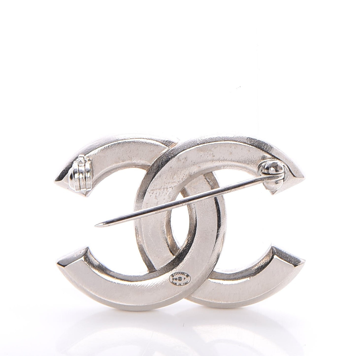 Crystal Baguette CC Brooch Grey Silver