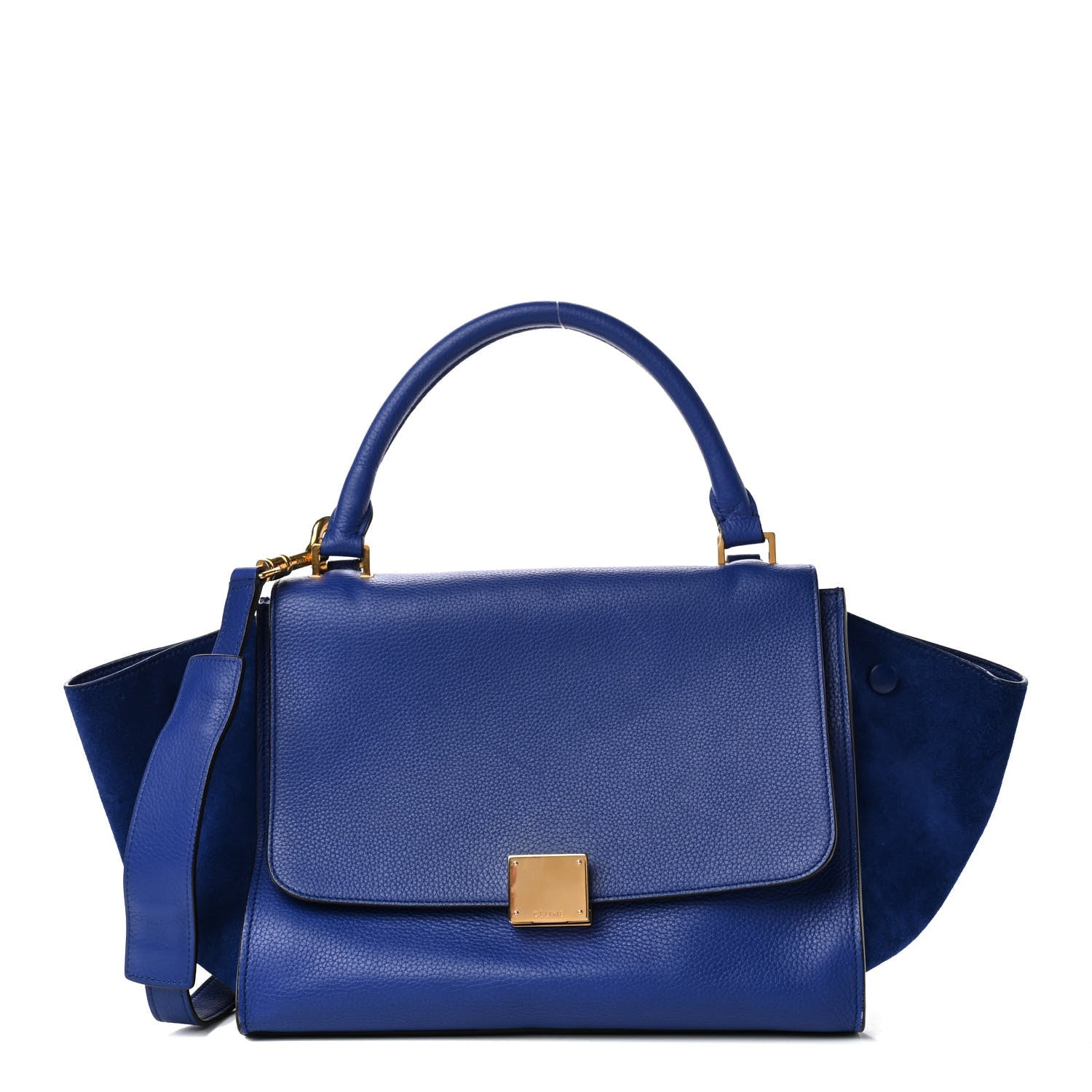 Celine Drummed Calfskin Suede Small Trapeze Indigo 1 of 4