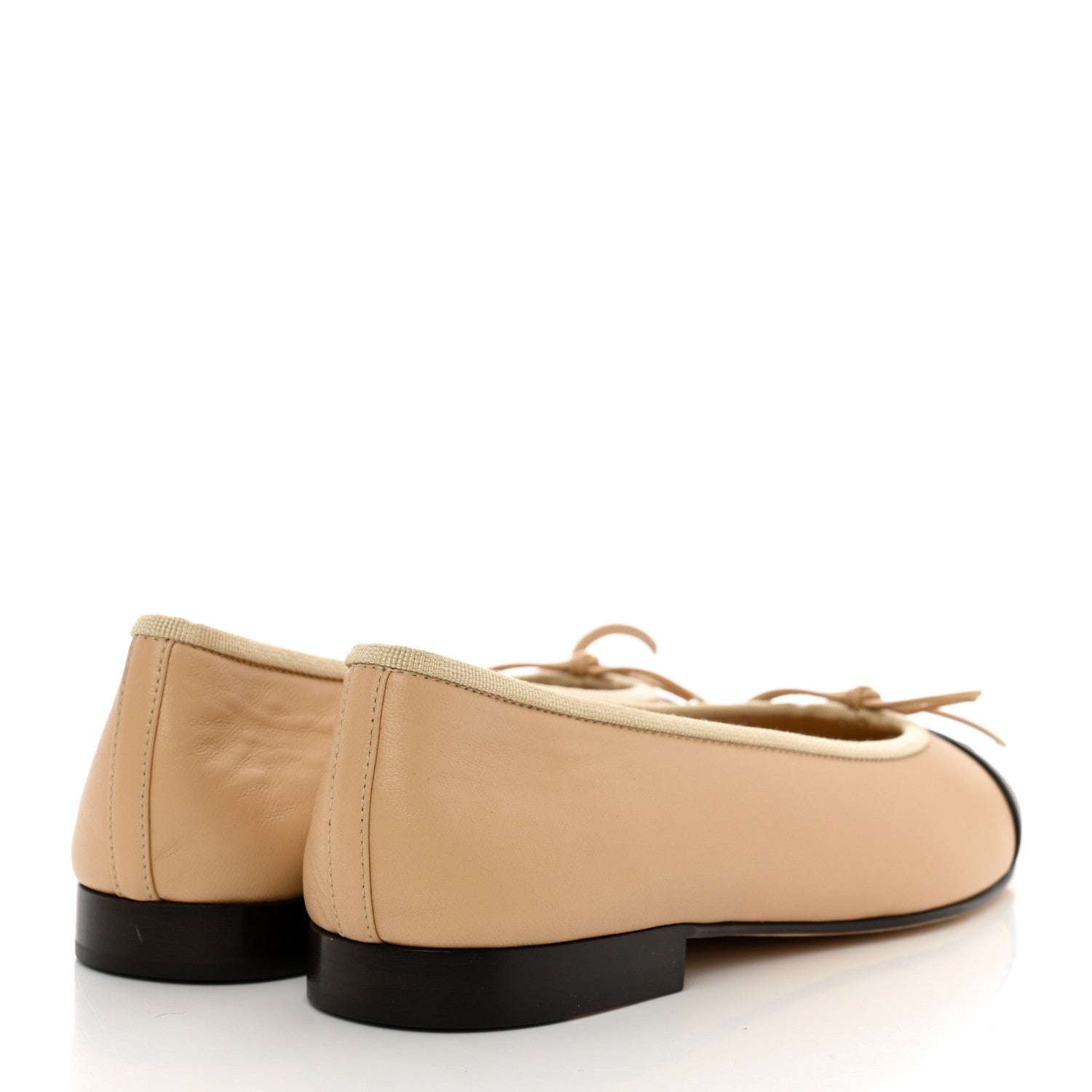 Chanel Lambskin Cap Toe CC Ballerina Flats 36 Beige Black 4 of 9