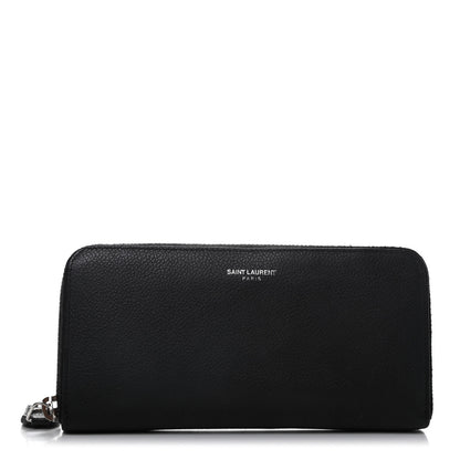 Saint Laurent Grained Calfskin Rive Gauche Zip Around Wallet Black 1 of 11