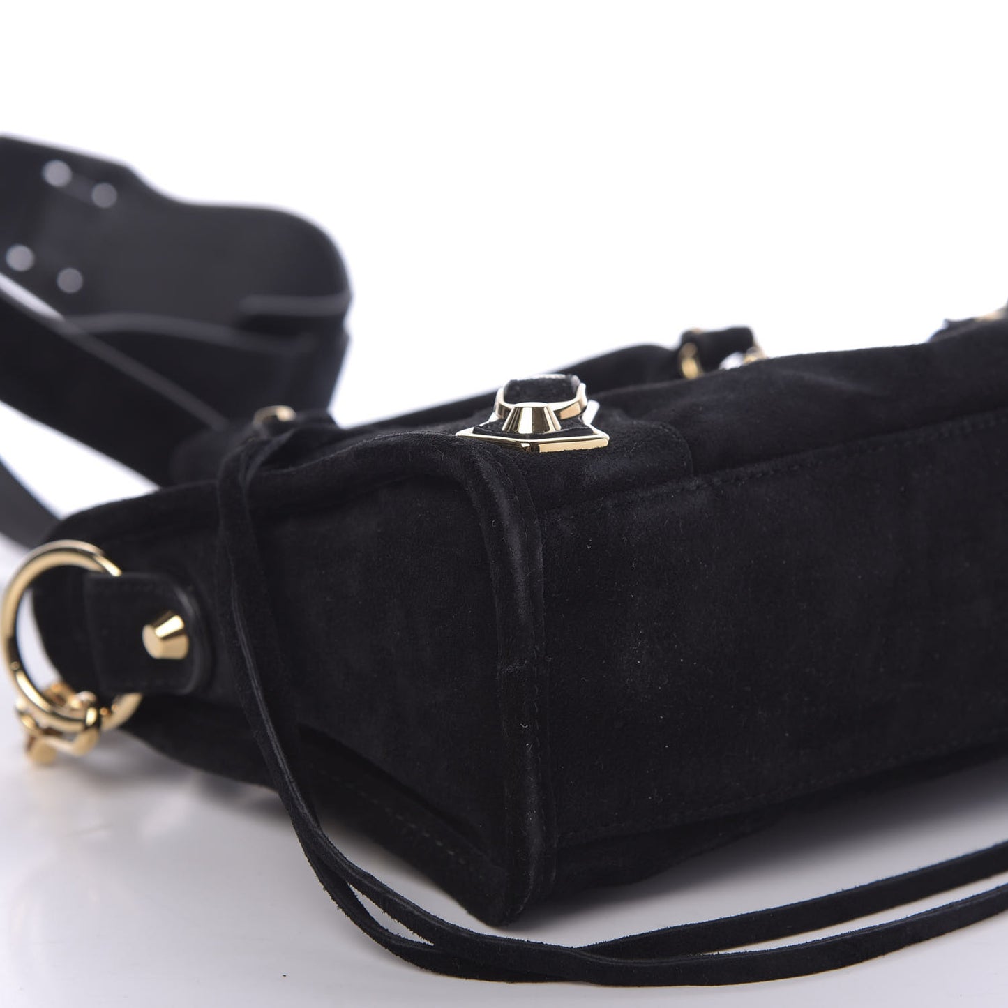 Baby Daim Suede Gold Metallic Edge Hardware Mini City Black