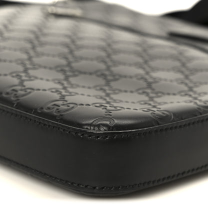 Gucci Guccissima Signature Medium Flat Messenger Bag Black 11 of 11
