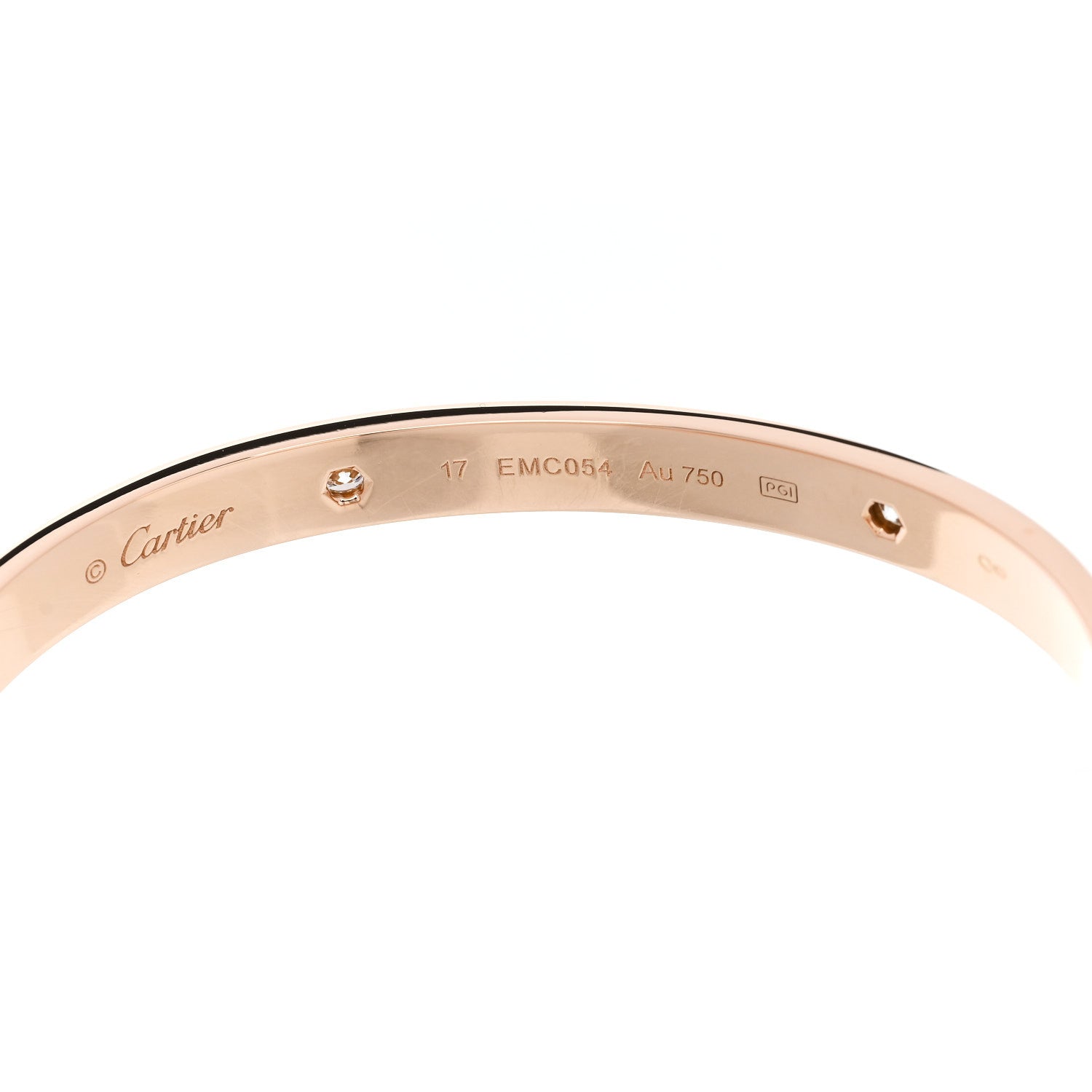 Cartier 18K Pink Gold 4 Diamond LOVE Bracelet 17 5 of 7