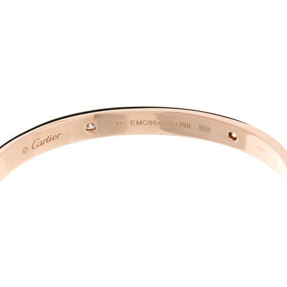 Cartier 18K Pink Gold 4 Diamond LOVE Bracelet 17 5 of 7