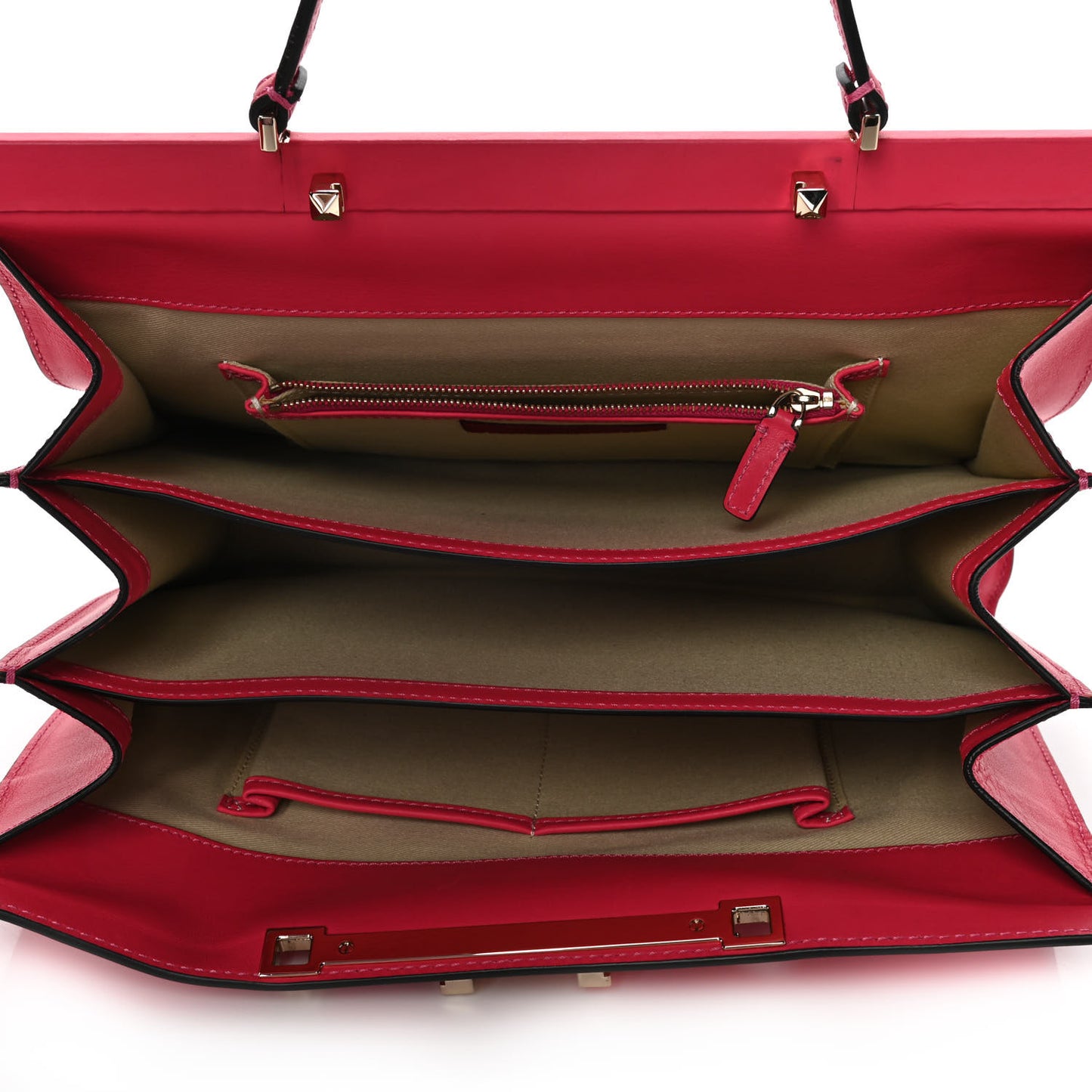 Vitello Rockstud Shoulder Tote Pop Fuxia
