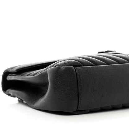 Saint Laurent Sheepskin Matelasse Chevron Monogram Monochrome Large College Bag Black 9 of 11