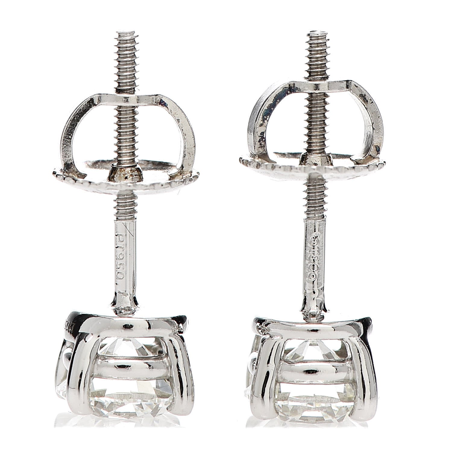 Tiffany Platinum Diamond 1.21ctw Solitaire Earrings 3 of 4