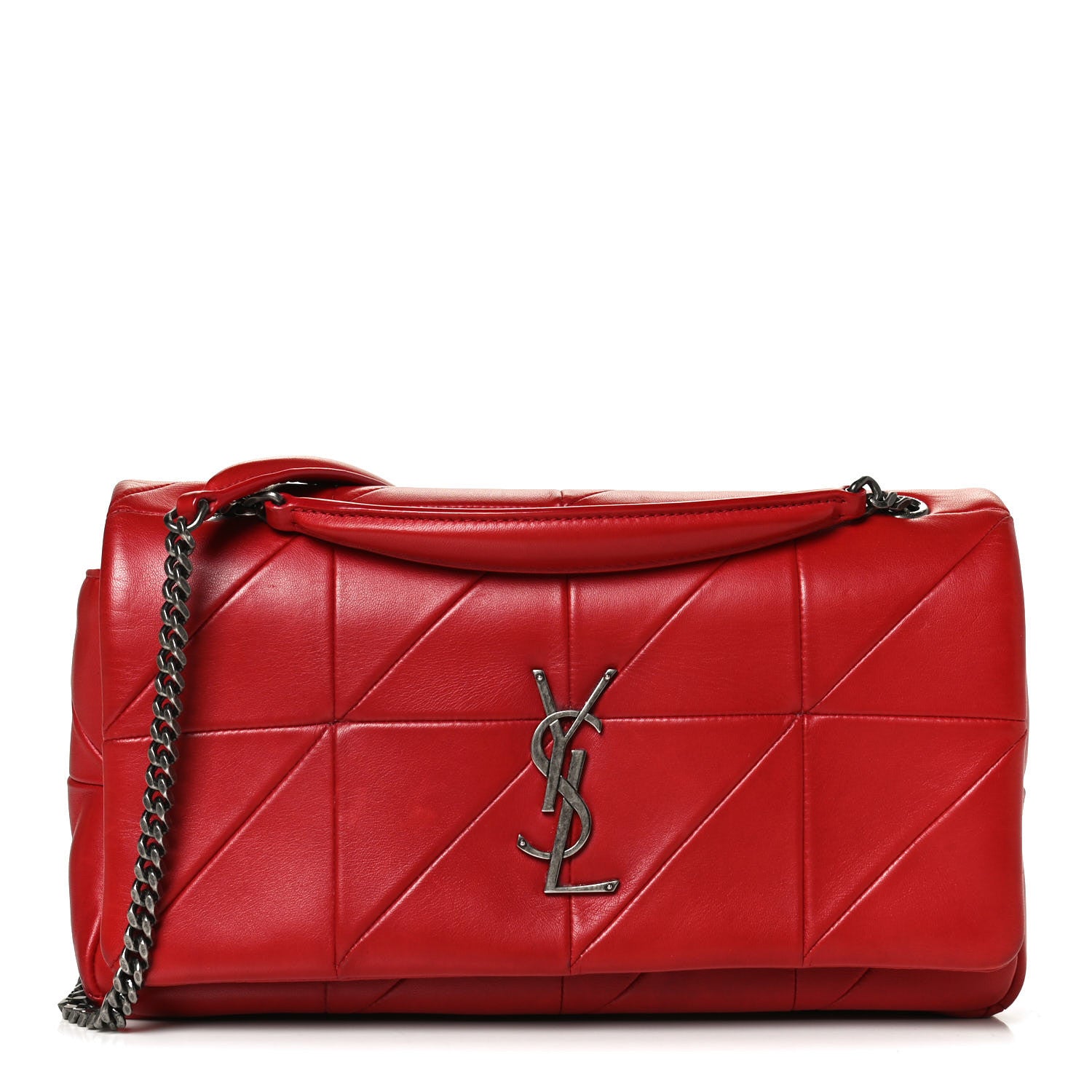 Saint Laurent Lambskin Patchwork Monogram Medium Jamie Red 1 of 13