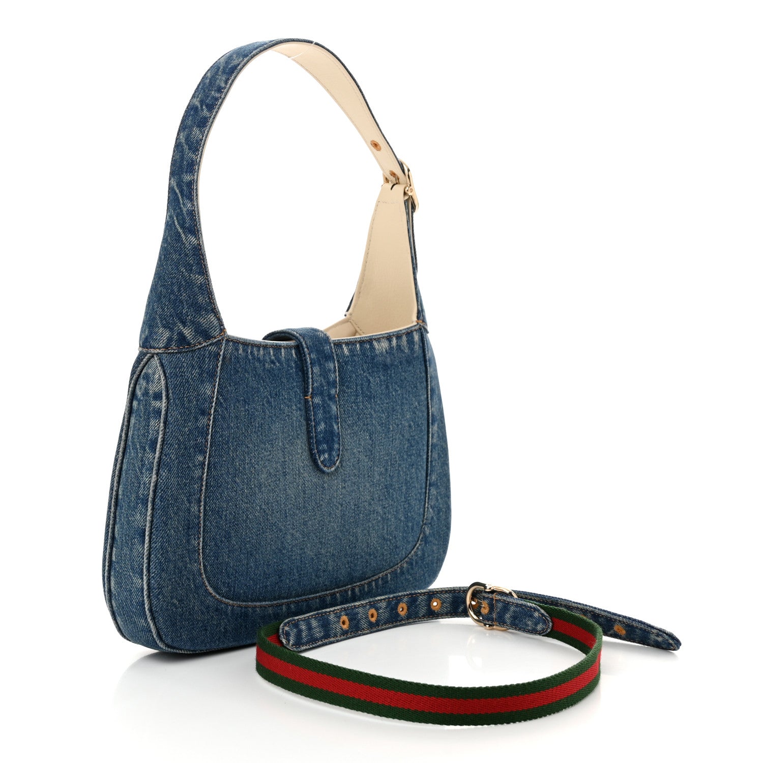 Gucci Denim Small Jackie Shoulder Bag Blue Denim 3 of 11