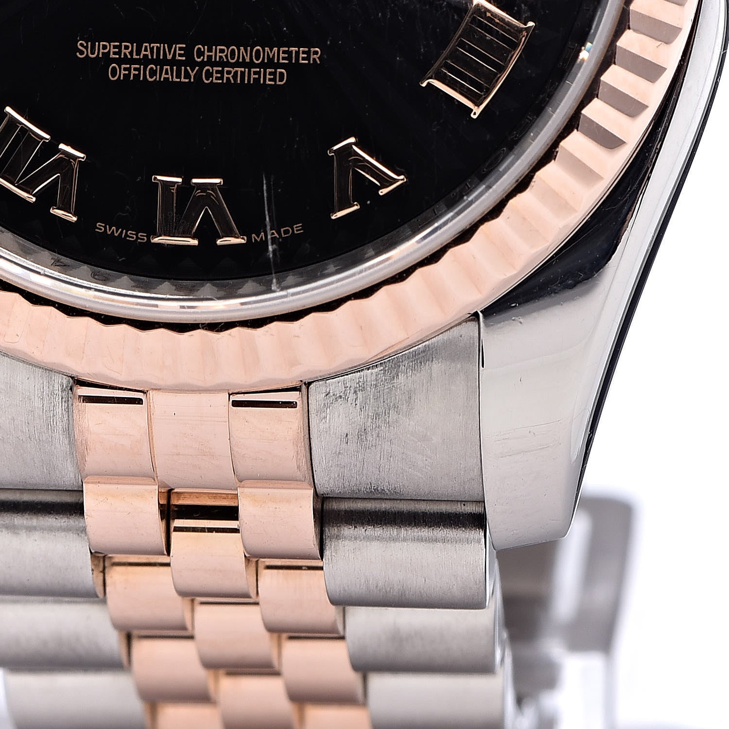 Rolex Stainless Steel 18K Everose Gold 36mm Oyster Perpetual Datejust Watch Black Sunburst Roman 116231 11 of 12