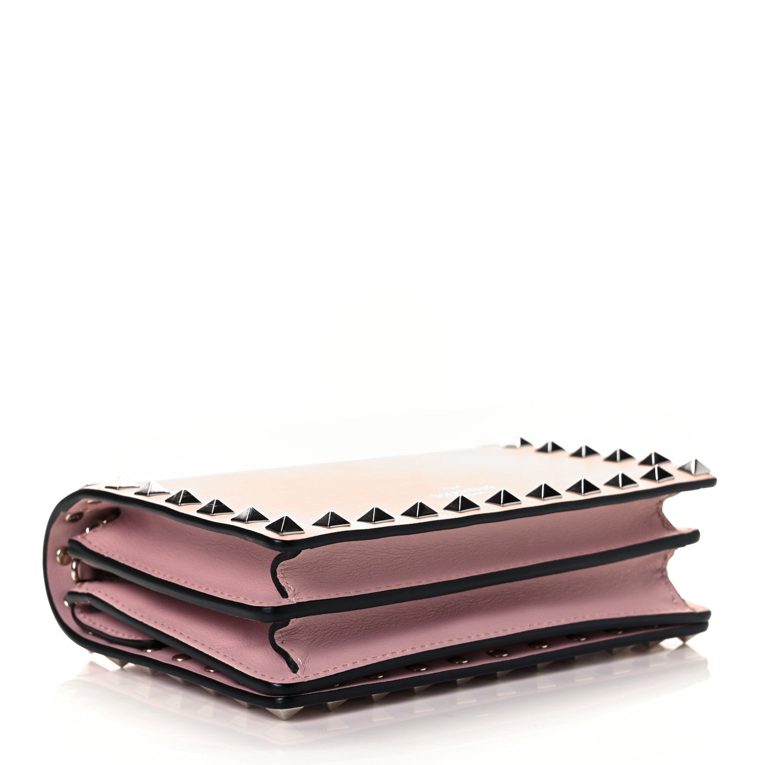 Valentino Garavani Calfskin Rockstud Wallet On Chain Water Rose 3 of 8