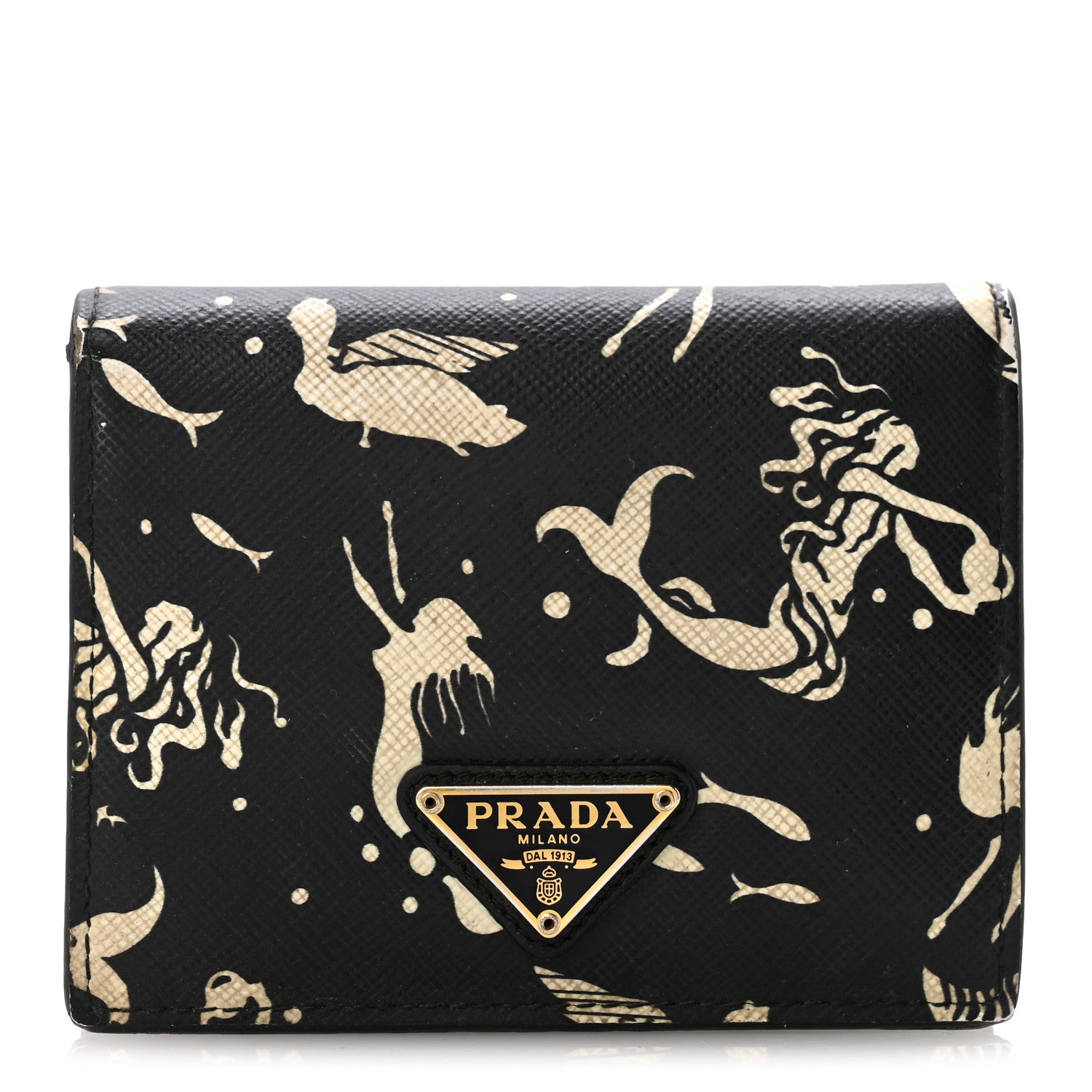 Prada Saffiano Mermaid Print Card Holder Black 1 of 11