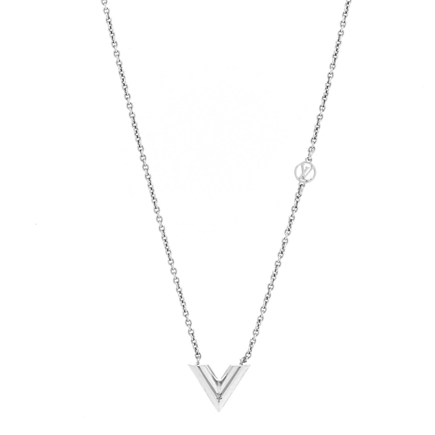 Louis Vuitton Metal Essential V Supple Necklace Silver 1 of 6