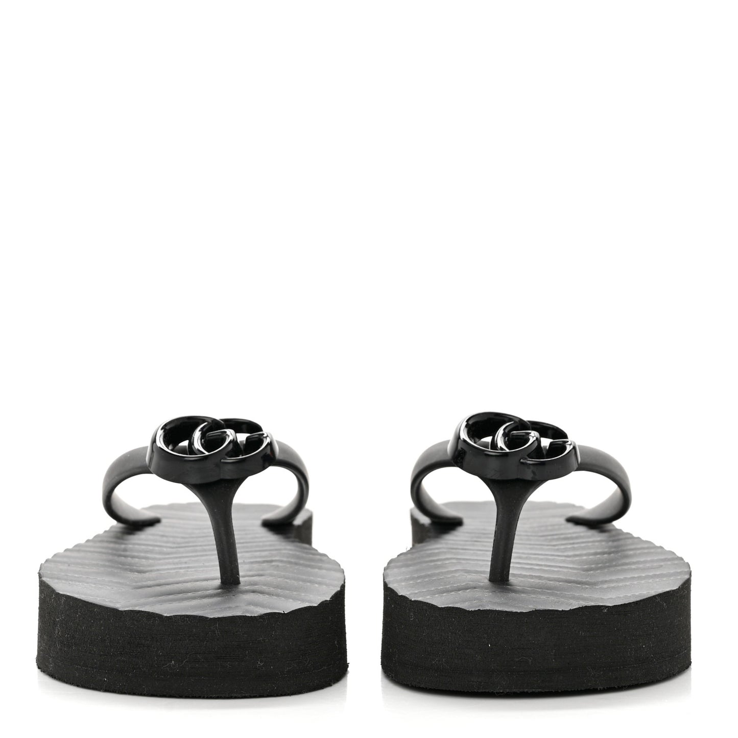 Rubber Chevron Womens GG Thong Sandals 38 Black