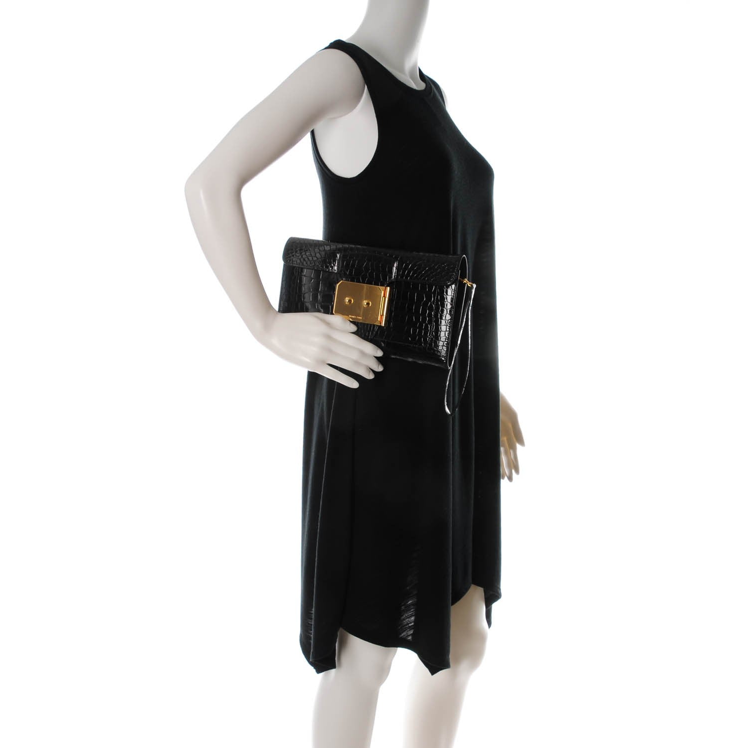 Hermes Shiny Porosus Crocodile Goodlock Clutch Black 2 of 7