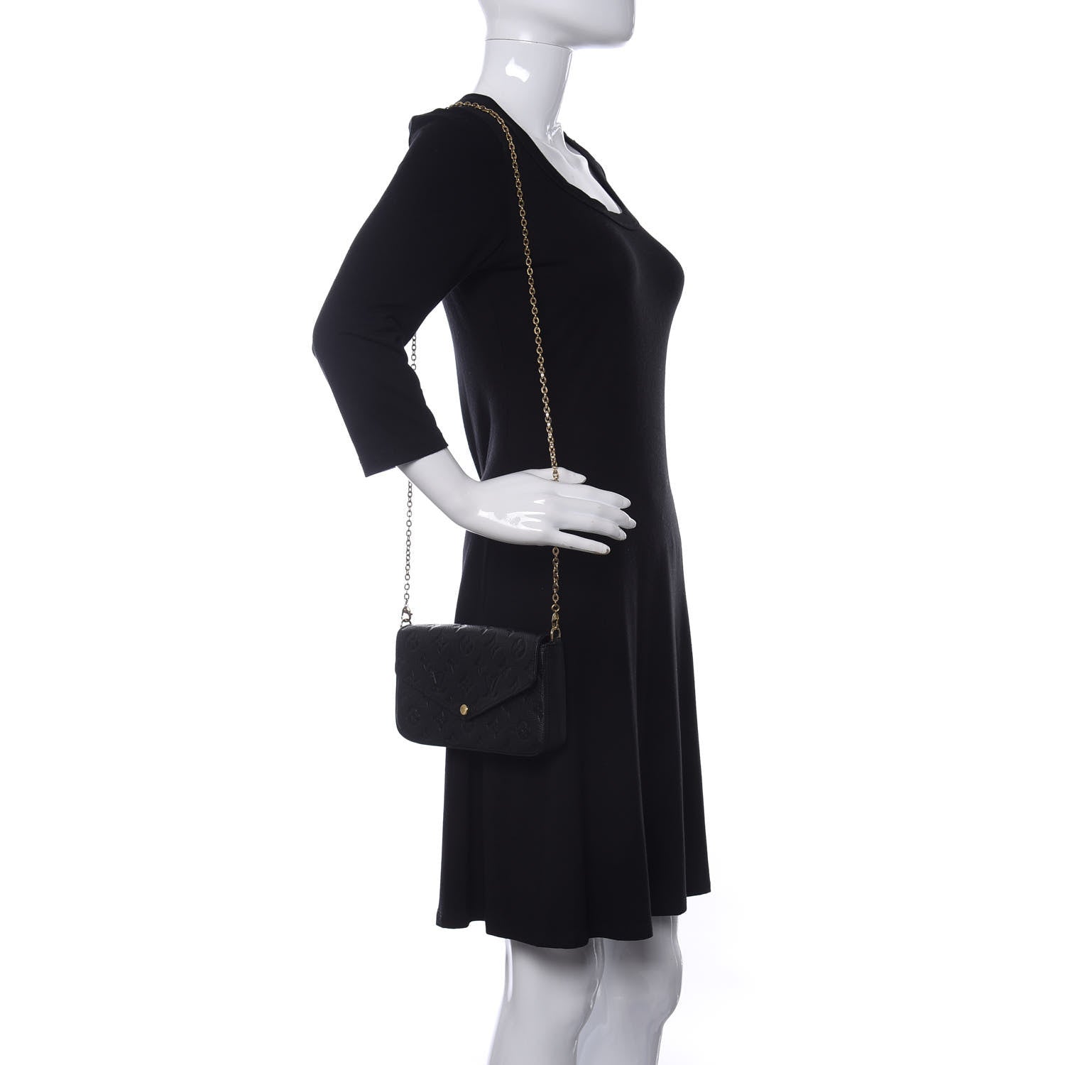 Louis Vuitton Empreinte Pochette Felicie Chain Wallet Black 2 of 11