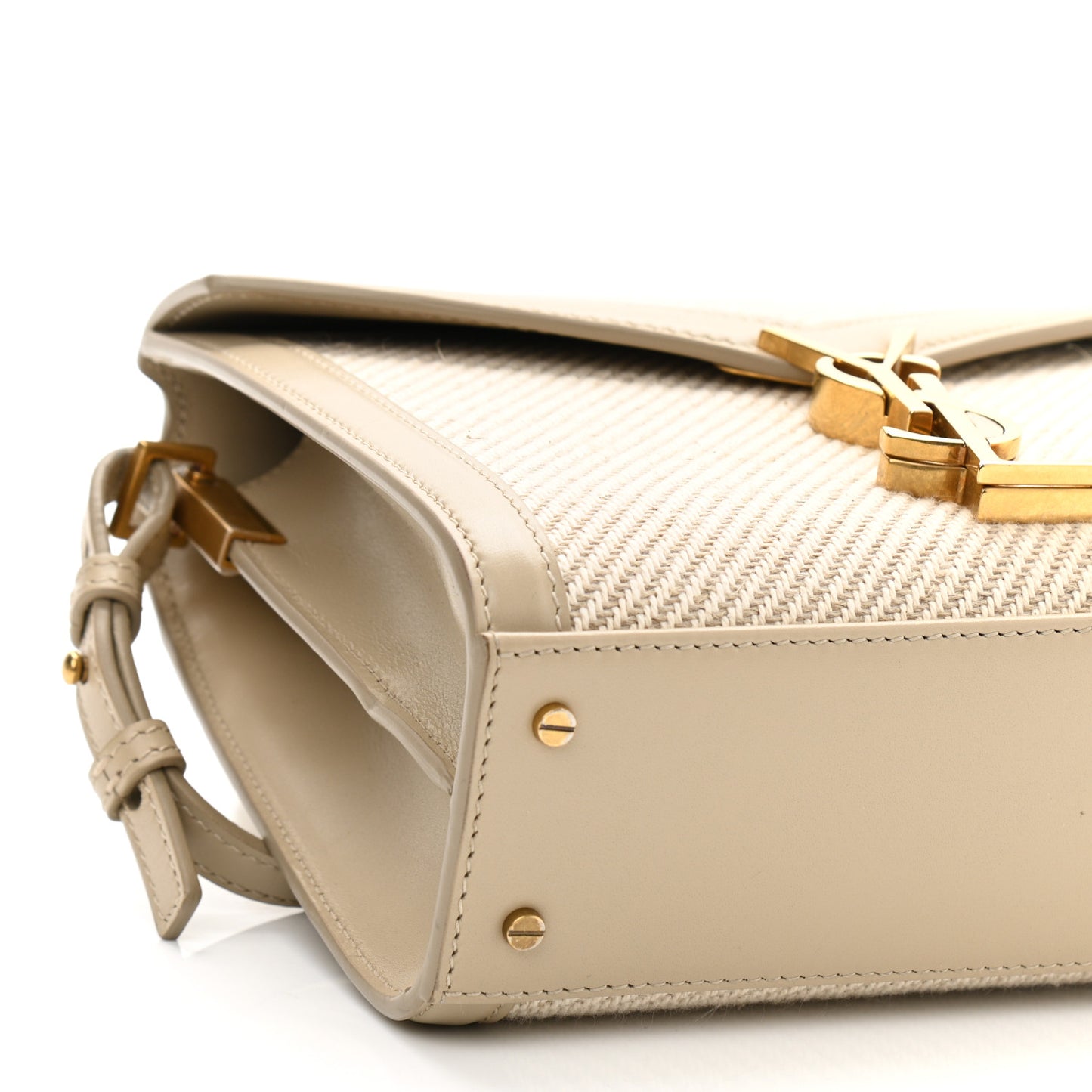 Canvas Calfskin Mini Classic Monogram Cassandra Top Handle Tan Natural
