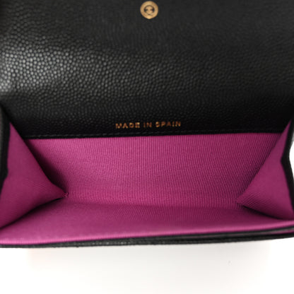 Chanel Caviar Quilted Textured CC Flap Card Holder Black 5 of 9