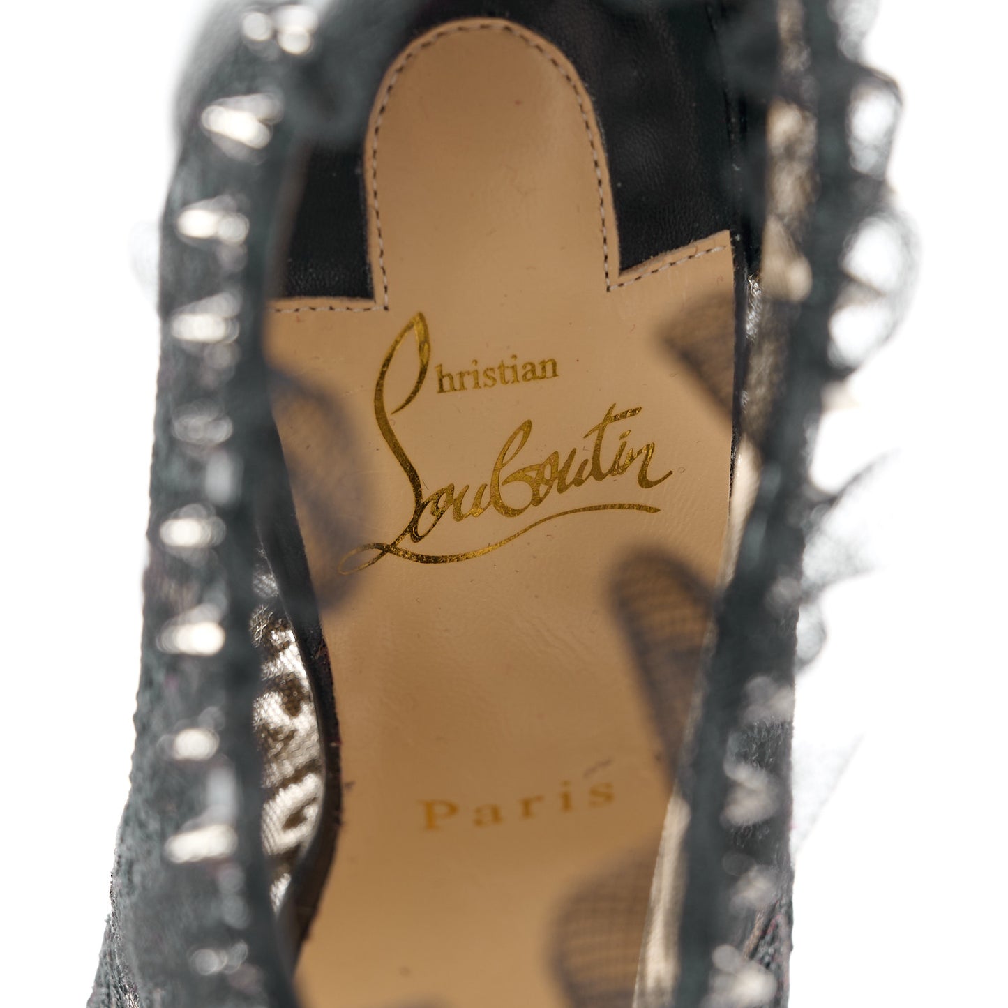 CHRISTIAN LOUBOUTIN Lace Studded Pigalle 100 Booties 36 Black
