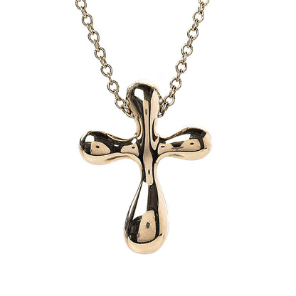 Tiffany 18K Yellow Gold 12mm Elsa Peretti Cross Pendant Necklace 4 of 7