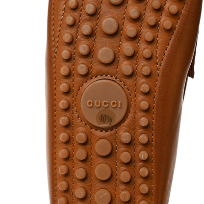 Gucci Salamanca Tamponato Calfskin Web Womens Horsebit Driver Loafers 40.5 Light Cuir 6 of 9