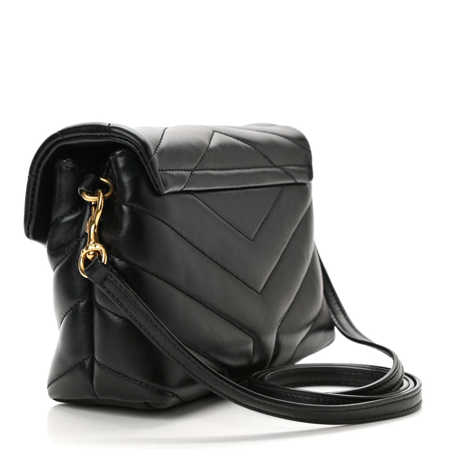 Calfskin Y Quilted Monogram Toy Loulou Crossbody Bag Black